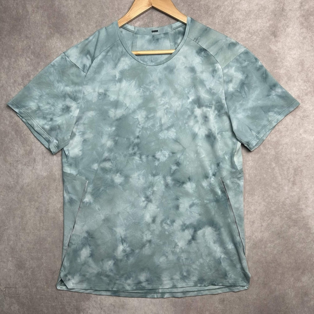 Lululemon Mens Shirt Medium Spray Dye Fast and Free Running Airflow Teal